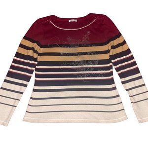 Vintage Kalisson Colorblock Stripped Floral Grunge Long Sleeve T-shirt Large